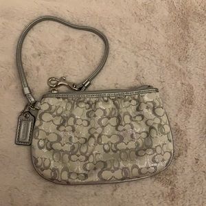 Coach silver mini C’s wristlet